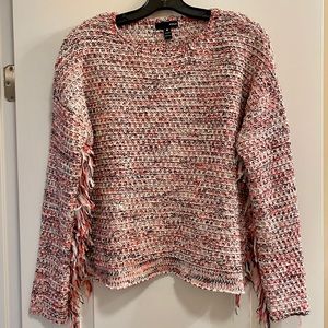 Aqua Fringe Split Side Knit Sweater